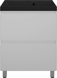 Style Line Тумба с кварцевой раковиной антрацит Манхэттен 60 Plus эмаль белая матовая – фотография-1